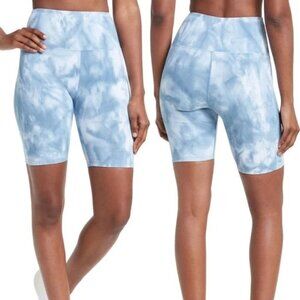 NWT Carbon38 Tie Dye Ribbed High Waisted Biker Shorts Blue XS‎